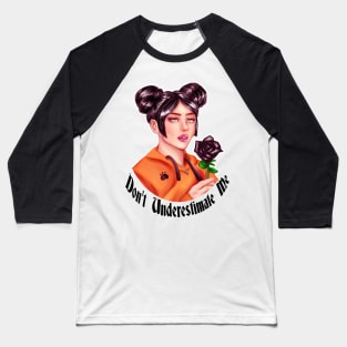 Don't Underestimate Girl with Rose Baseball T-Shirt